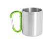 Metalen mok met dubbele wand en karabijnhaak in kleur 230 ml kleur pastel groen