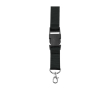 Polyester lanyard met karabijnhaak en sleutelhanger in diverse kleuren kleur zwart