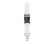 Polyester lanyard met karabijnhaak en sleutelhanger in diverse kleuren kleur wit