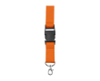 Polyester lanyard met karabijnhaak en sleutelhanger in diverse kleuren kleur oranje