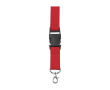 Polyester lanyard met karabijnhaak en sleutelhanger in diverse kleuren kleur rood