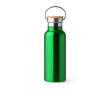 RVS fles met bamboedop en inklapbaar handvat 500 ml kleur pastel groen