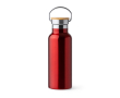 RVS fles met bamboedop en inklapbaar handvat 500 ml kleur rood