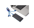 Oplaadkabelset 4-in-1 met karabijnhaak en verlicht logo kleur blauw