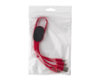 Oplaadkabelset 4-in-1 met karabijnhaak en verlicht logo kleur rood