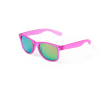 Zonnebril met transparant gekleurde monturen en spiegelglazen kleur fuchsia