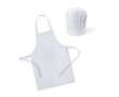 Kinderset bestaande uit schort en koksmuts van non-woven materiaal kleur wit
