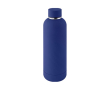 Dubbelwandige rvs drinkfles met zachte rubberen afwerking 500 ml kleur koningsblauw