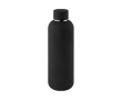 Dubbelwandige rvs drinkfles met zachte rubberen afwerking 500 ml kleur zwart