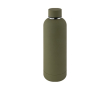 Dubbelwandige rvs drinkfles met zachte rubberen afwerking 500 ml kleur miliair groen