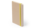 Notitieboek van gerecycled karton met gekleurde elastische band, A5 kleur geel