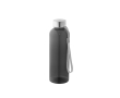 RPET-fles met doorschijnende afwerking en stalen dop 600 ml kleur zwart