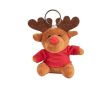 Pels sleutelhanger in de vorm van een kerstelijke rendier met logo kleur rood