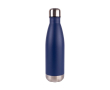 Fles van gerecycled rvs met zilverkleurige bodem en dop 500 ml kleur marineblauw