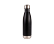 Fles van gerecycled rvs met zilverkleurige bodem en dop 500 ml kleur zwart