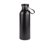 Fles van gerecycled aluminium met houten detail in de dop 550 ml kleur zwart