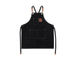 Schort met jeanslook en meerdere zakken en PU-details kleur zwart
