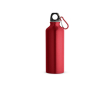 Gerecyclede aluminium fles met gekleurde karabijnhaak 530 ml kleur rood