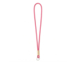 Custom made buisvormige polyester lanyard met bamboedetail kleur fuchsia