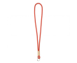 Custom made buisvormige polyester lanyard met bamboedetail kleur donkerrood