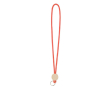 Custom made polyester lanyard met cirkelvormig bamboedetail kleur rood