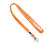 Custom made polyester lanyard met klem en metalen karabijnhaak kleur oranje