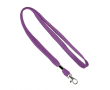 Custom made polyester lanyard met klem en metalen karabijnhaak kleur paars