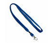 Custom made polyester lanyard met klem en metalen karabijnhaak kleur ultramarijn blauw