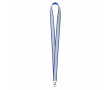 Custom made polyester lanyard met grijze reflecterende coating kleur koningsblauw