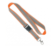 Custom made afneembare lanyard met grijze reflecterende coating kleur oranje