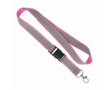 Custom made afneembare lanyard met grijze reflecterende coating kleur fuchsia