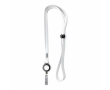 Verstelbare smalle polyester lanyard met uitschuifbare karabijnhaak kleur wit