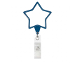 Custom made stervormige intrekbare badgehouder kleur ultramarijn blauw