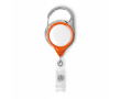 Custom made ronde intrekbare badgehouder met karabijnhaak en clip kleur oranje
