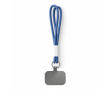 Custom made dubbele koorden voor mobiel met personaliseerbare patch kleur electrisch blauw