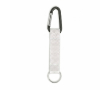 Custom made sleutelhanger van RPET met karabijnhaak en metalen ring kleur wit