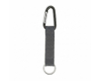 Custom made sleutelhanger van RPET met karabijnhaak en metalen ring kleur donkergrijs