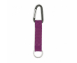 Custom made sleutelhanger van RPET met karabijnhaak en metalen ring kleur paars