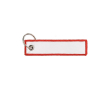 Geborduurd polyester label met sleutelhanger, personaliseerbaar kleur rood