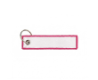 Geborduurd polyester label met sleutelhanger, personaliseerbaar kleur fuchsia