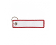 Geborduurd polyester label met sleutelhanger, personaliseerbaar kleur granaat