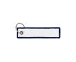 Geborduurd polyester label met sleutelhanger, personaliseerbaar kleur ultramarijn blauw