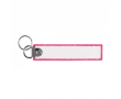 Geborduurd polyester label met dubbele ring, customizebaar kleur fuchsia