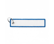 Sleutelhanger in labelvorm polyester, bedrukken met geborduurd logo kleur blauw