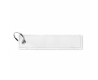 Sleutelhanger in labelvorm polyester, bedrukken met geborduurd logo kleur wit