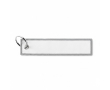 Sleutelhanger in labelvorm polyester, bedrukken met geborduurd logo kleur grijs