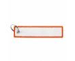 Sleutelhanger in labelvorm polyester, bedrukken met geborduurd logo kleur oranje