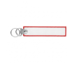 Geborduurde polyester sleutelhanger met dubbele ring, te bedrukken kleur rood