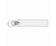 Geborduurde polyester sleutelhanger met dubbele ring, te bedrukken kleur wit