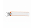 Geborduurde polyester sleutelhanger met dubbele ring, te bedrukken kleur oranje